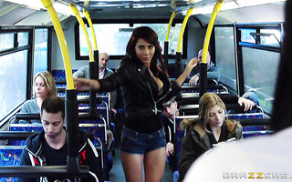 Tourist mom Madison Ivy organizes threesome in bus