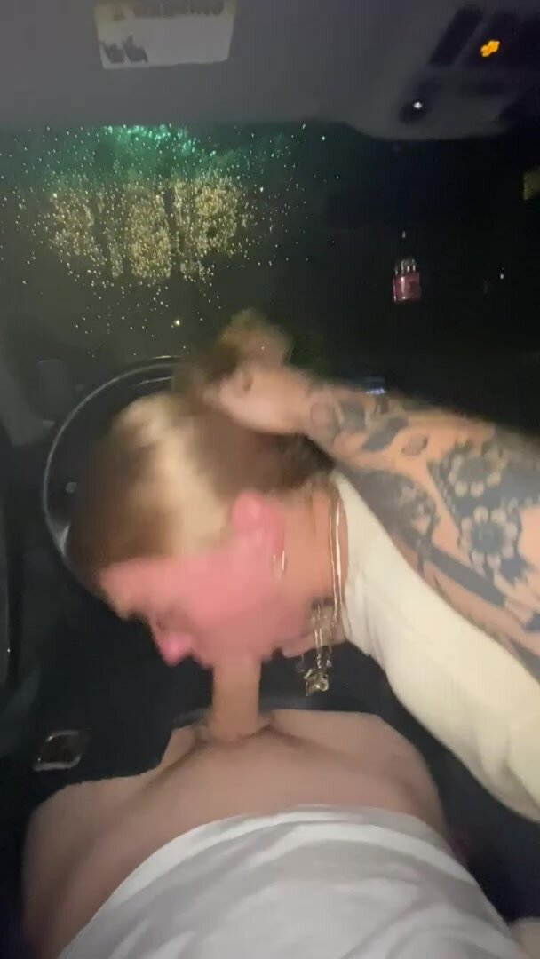 Giving him a blowjob in the car