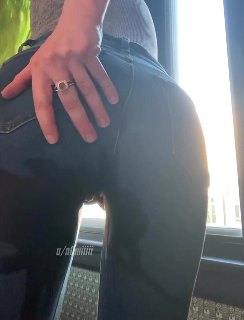 Soaked my jeans in front of a hotel window! Want to pull them down and clean me?