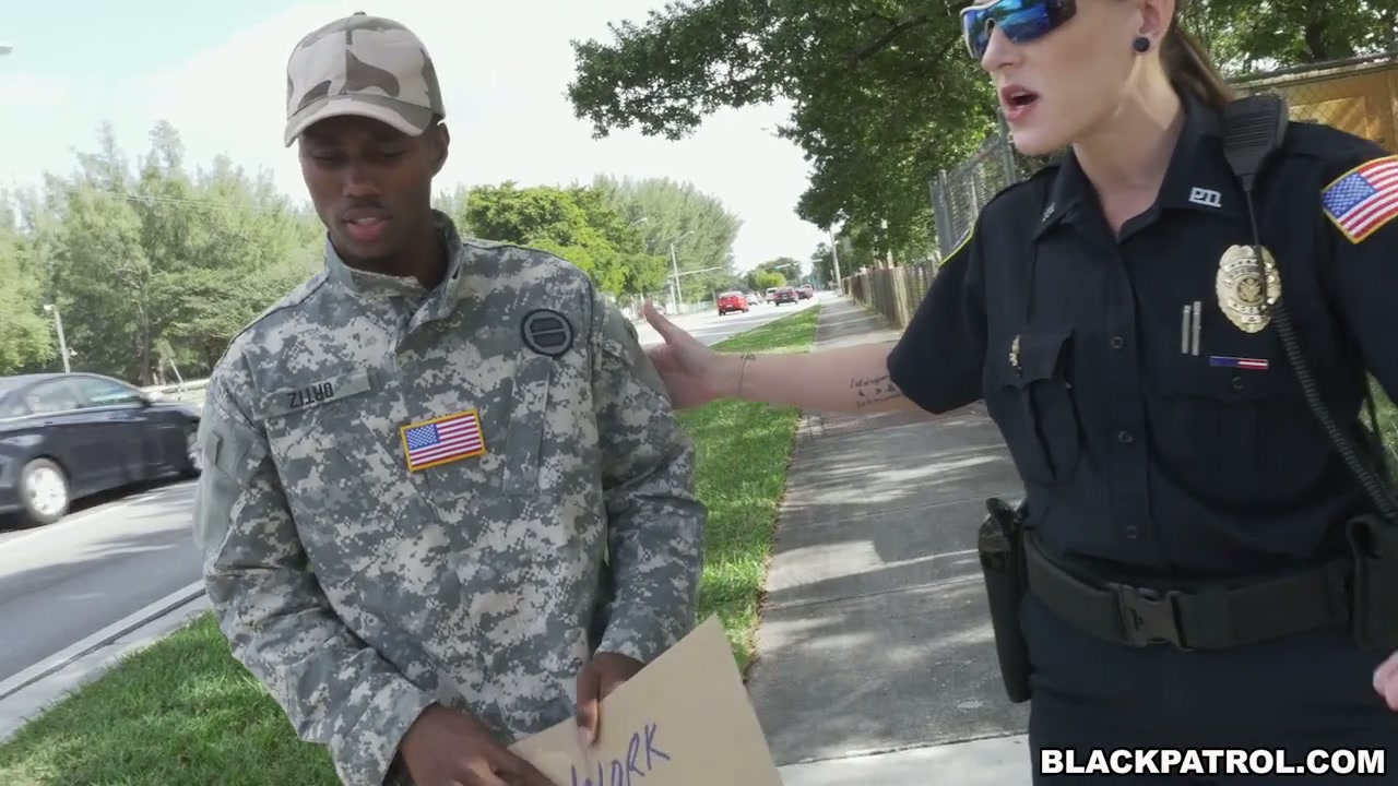 White female cops arrest a black guy for stolen valor and fuck