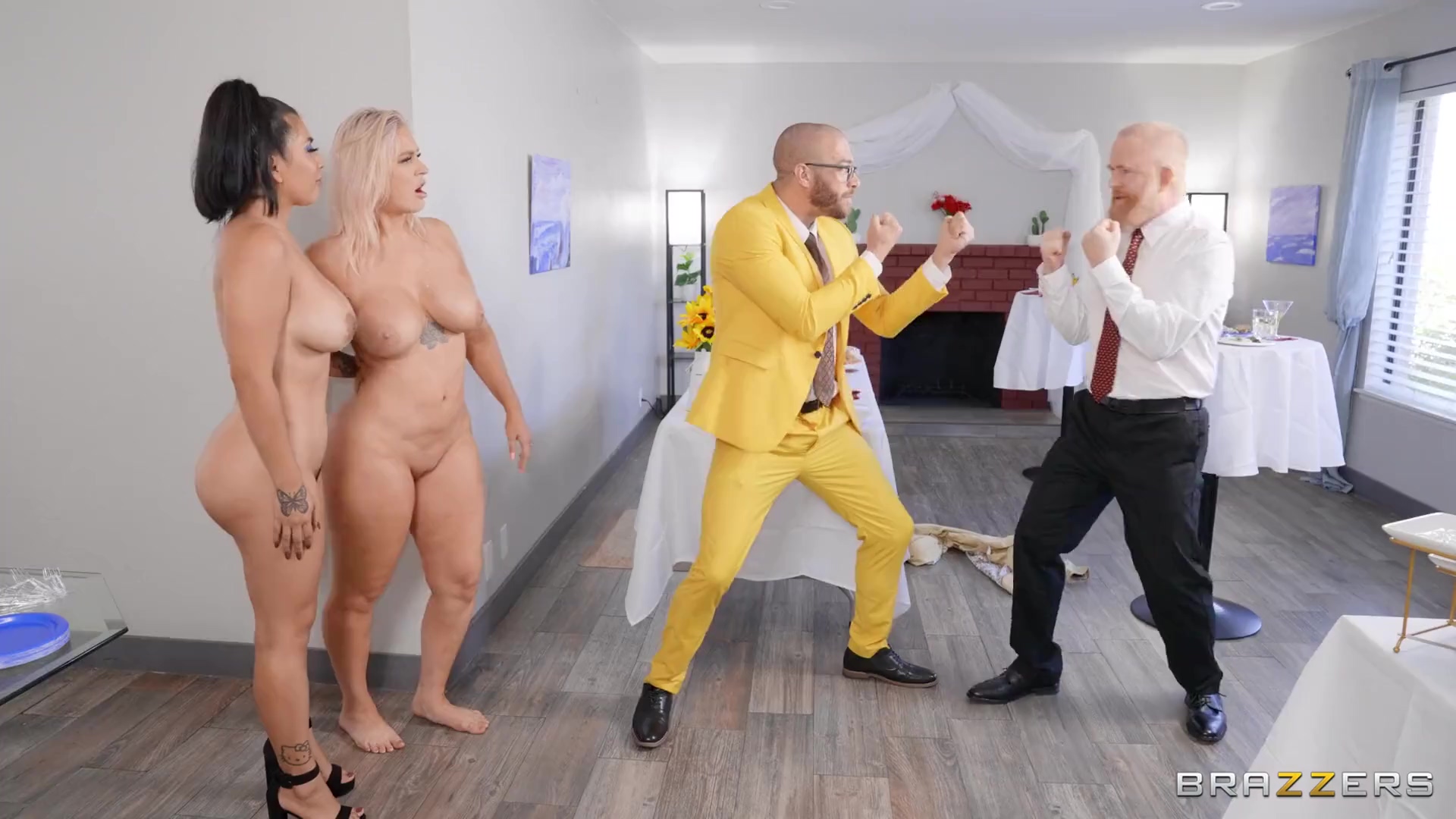 Plump Busty Blonde And Brunette PAWGs Go Nuts Riding Xander Corvus's