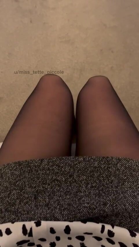 I enjoy admiring my nylon legs before work.