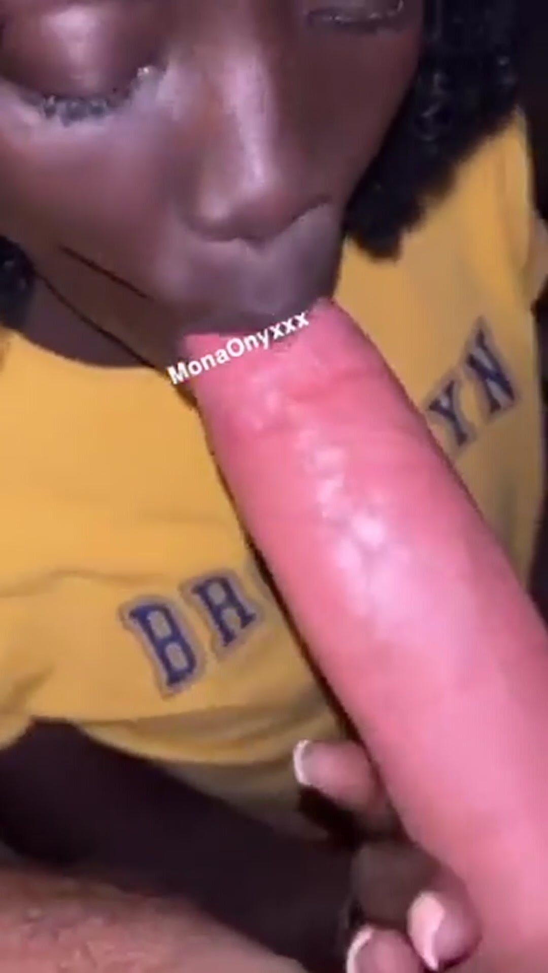 ebony teen swallows a monster cock