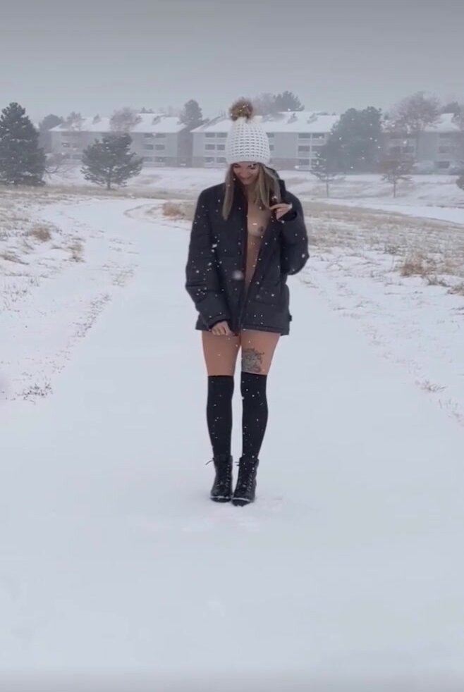 Playing in the snow on my walk!