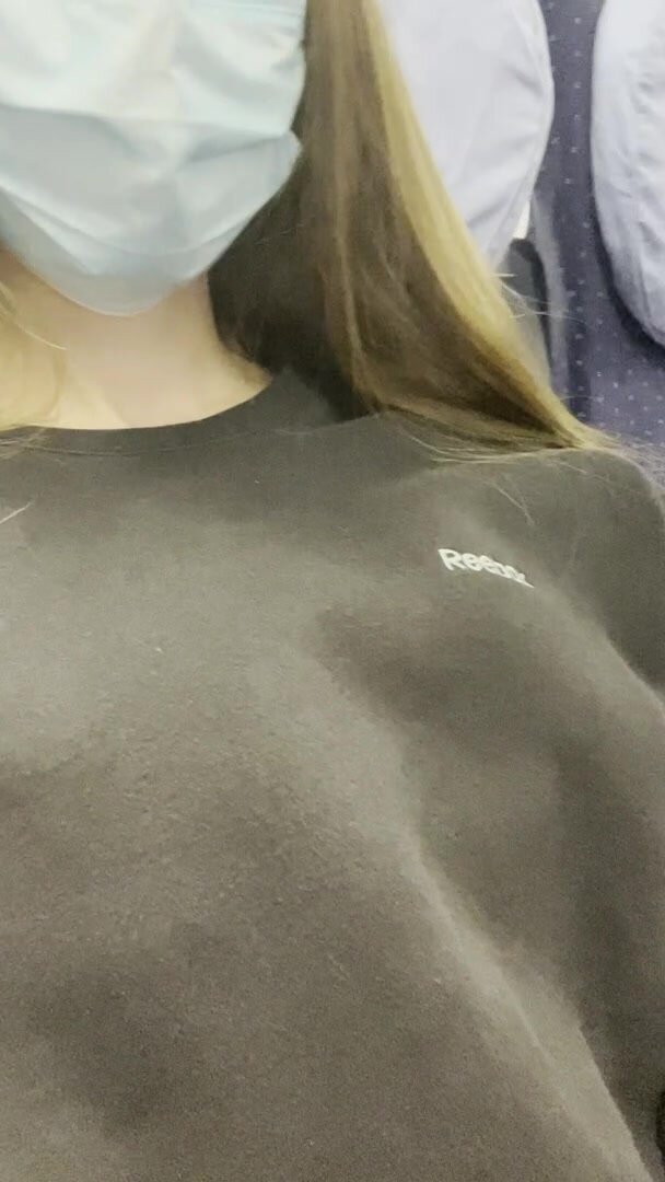 Playing with my tits on this crowded train made me so horny!!