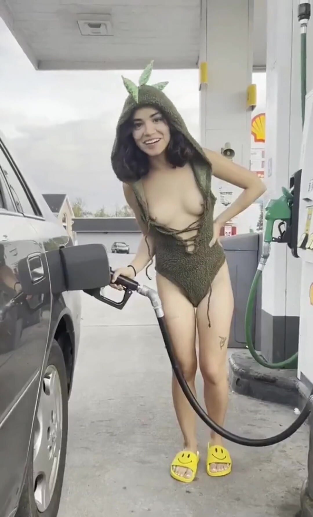 Cutie at gas station