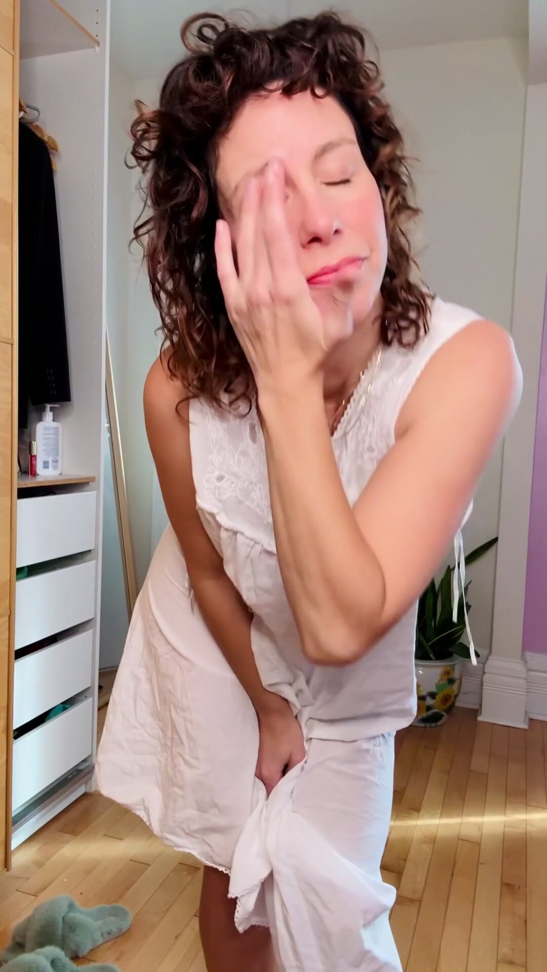 Teasing in my granny gown