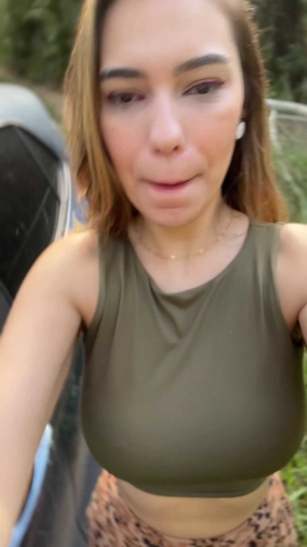 Big nipples and tits! Showing my natural DD in nature! REVEAL