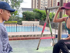 Brunette newcomer has a nice deep welcome from a neighbor