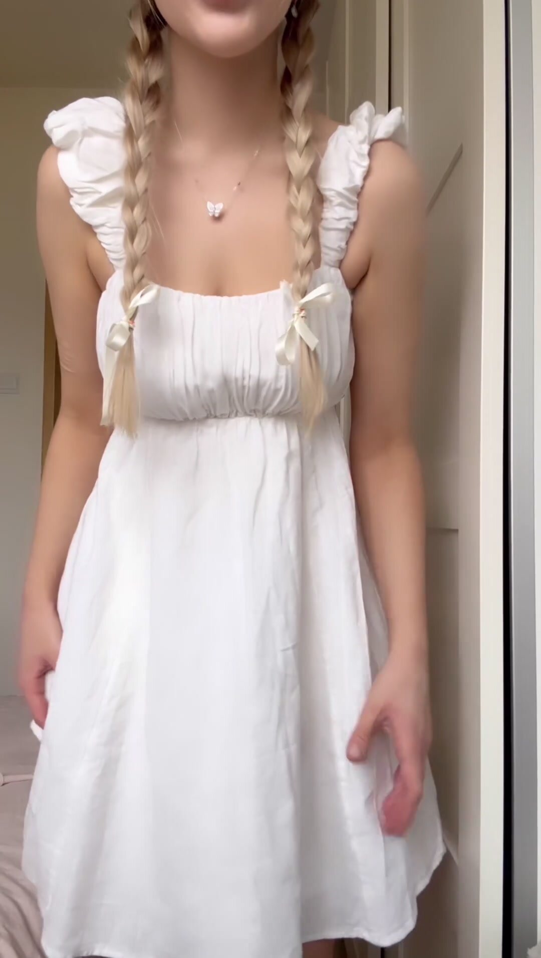 Cute white dress and what’s under