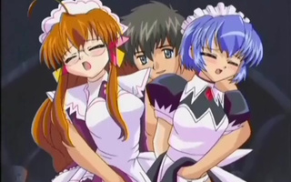 Hairy uncensored hentai threesome Maids in Dream
