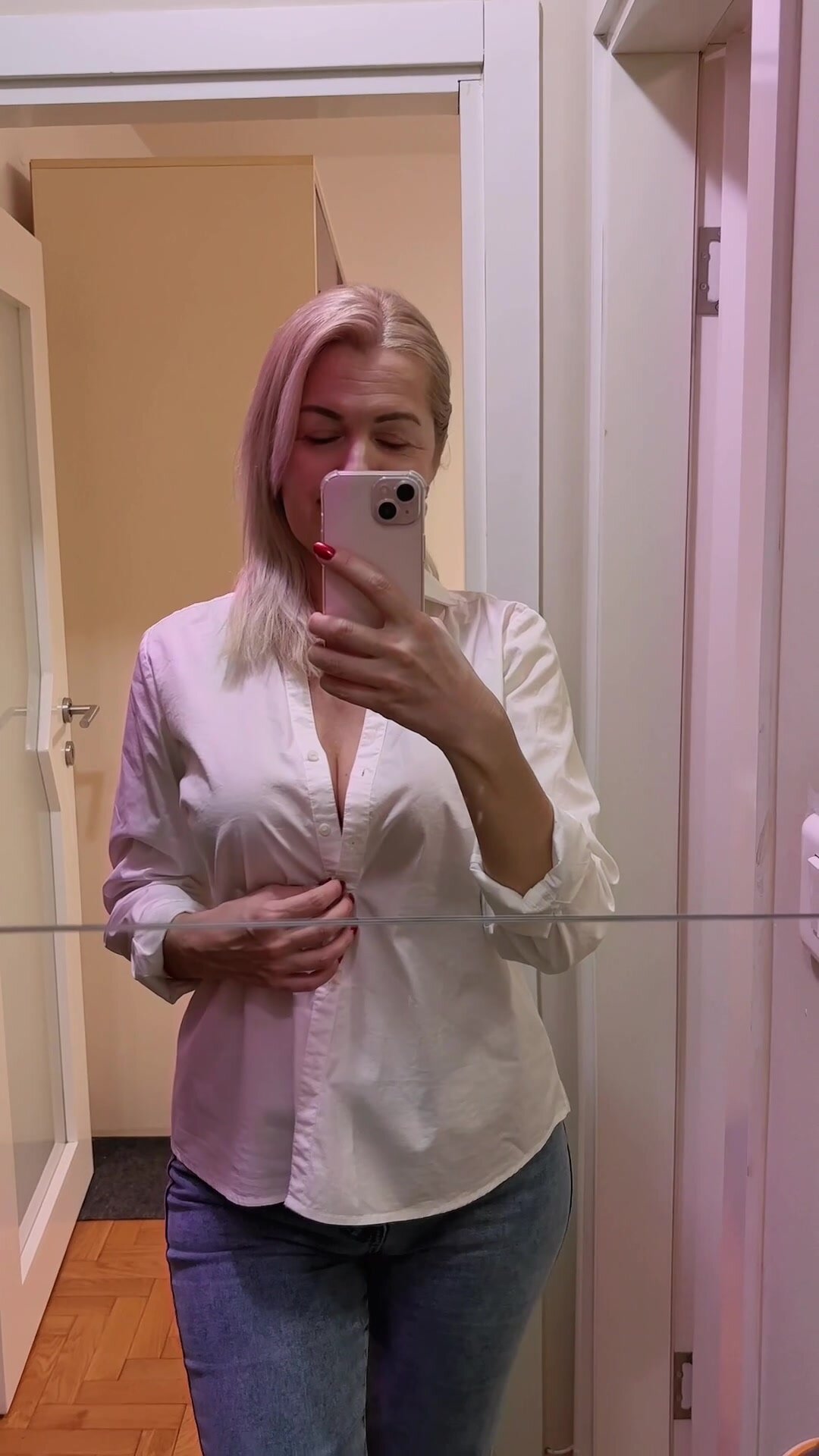 That’s what a 52yo milf hides under her classic white shirt