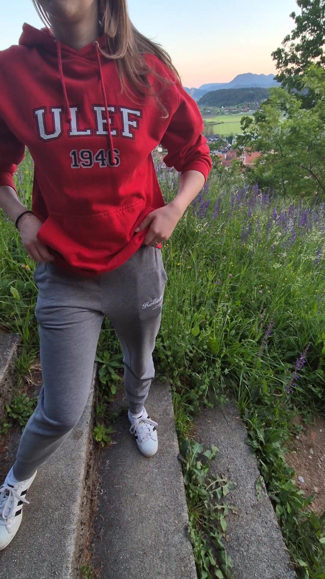 Petite flashing while hiking