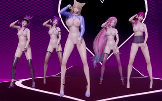 5 Sexy Busty Hot K/DA Babes Dance Strip-tease On the Stage - 3D Porn Animation