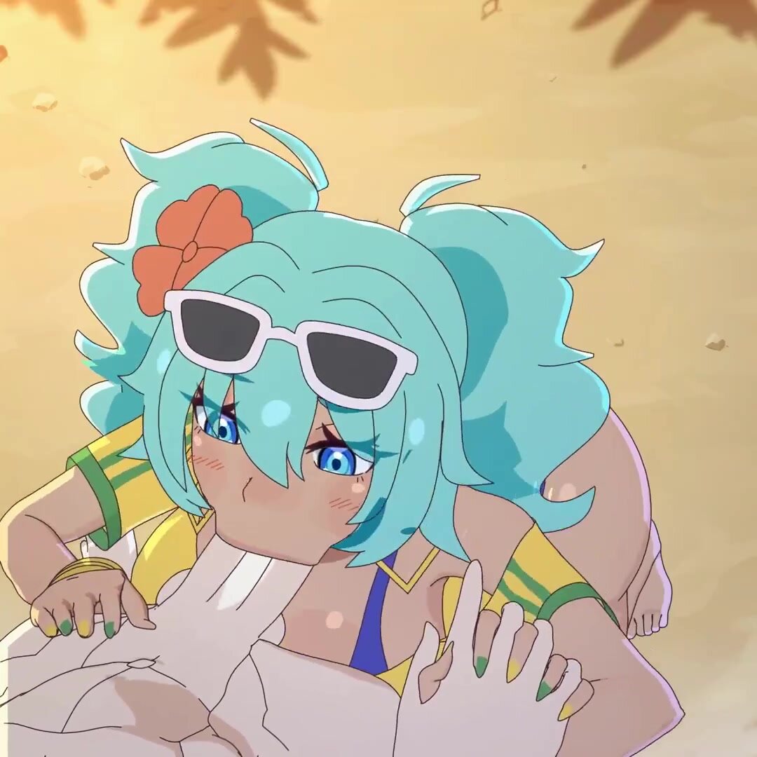 Miku having fun at the beach amplected