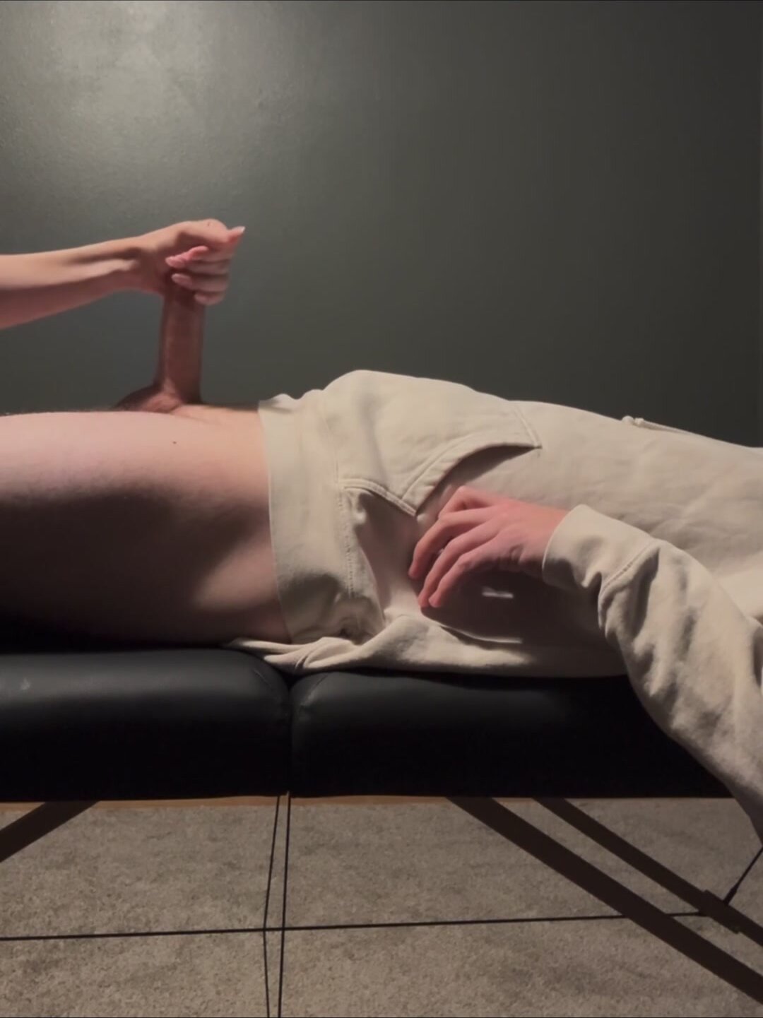 He loves when I stroke the tip of his cock!