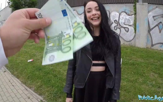 Public quickie for money with hot teen goth girl Alessa Savage