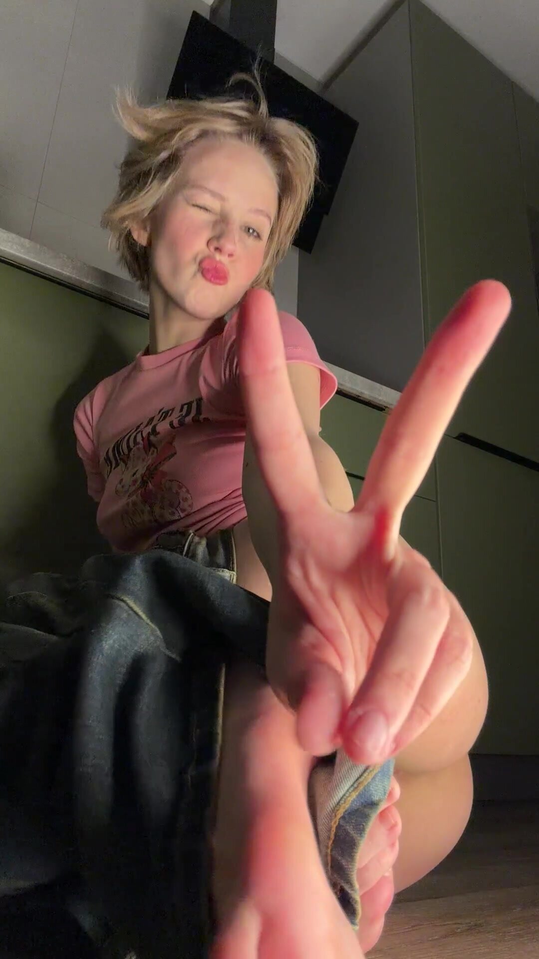 When I'm alone, I always start fooling around and recording hot videos