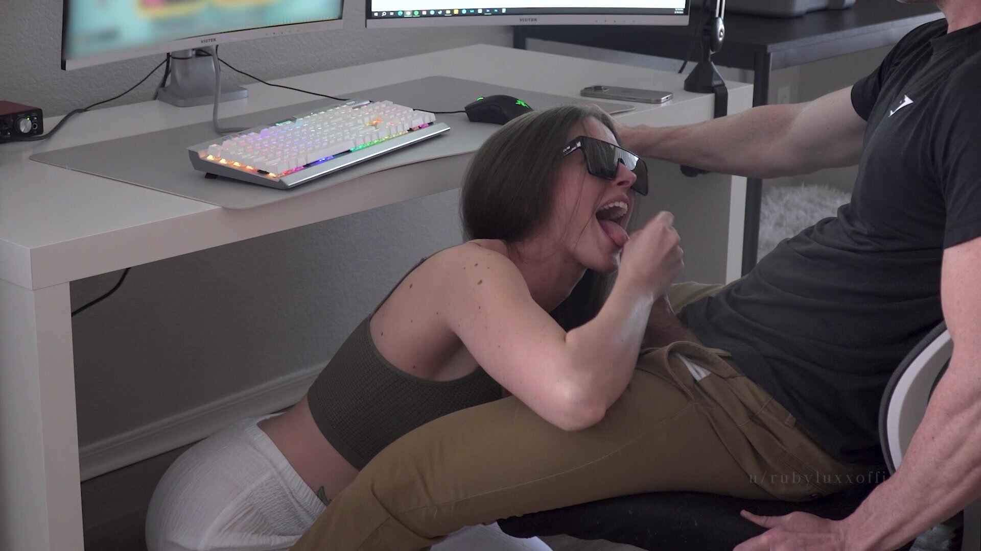 Trying not to react too much on his zoom meeting