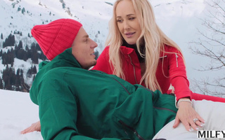 Gorgeous Blonde & Busty Ski Instructor Gets Fucked by Young Stud