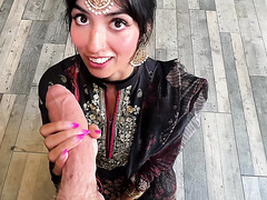 Cute teen's never seen such a big cock before, so she had to try it POV
