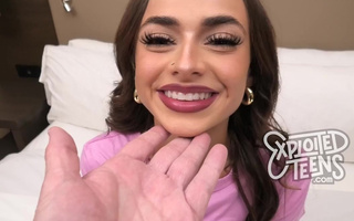 POV casting with tiny cute babe Nikki Nicole with huge sexy mouth