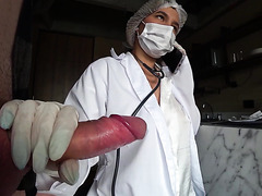 Braces-wearing nurse in the hardcore grip of a super horny patient!