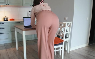Step Mom in Tight Jumpsuit Shows Off Huge Ass Then Gives POV Blowjob