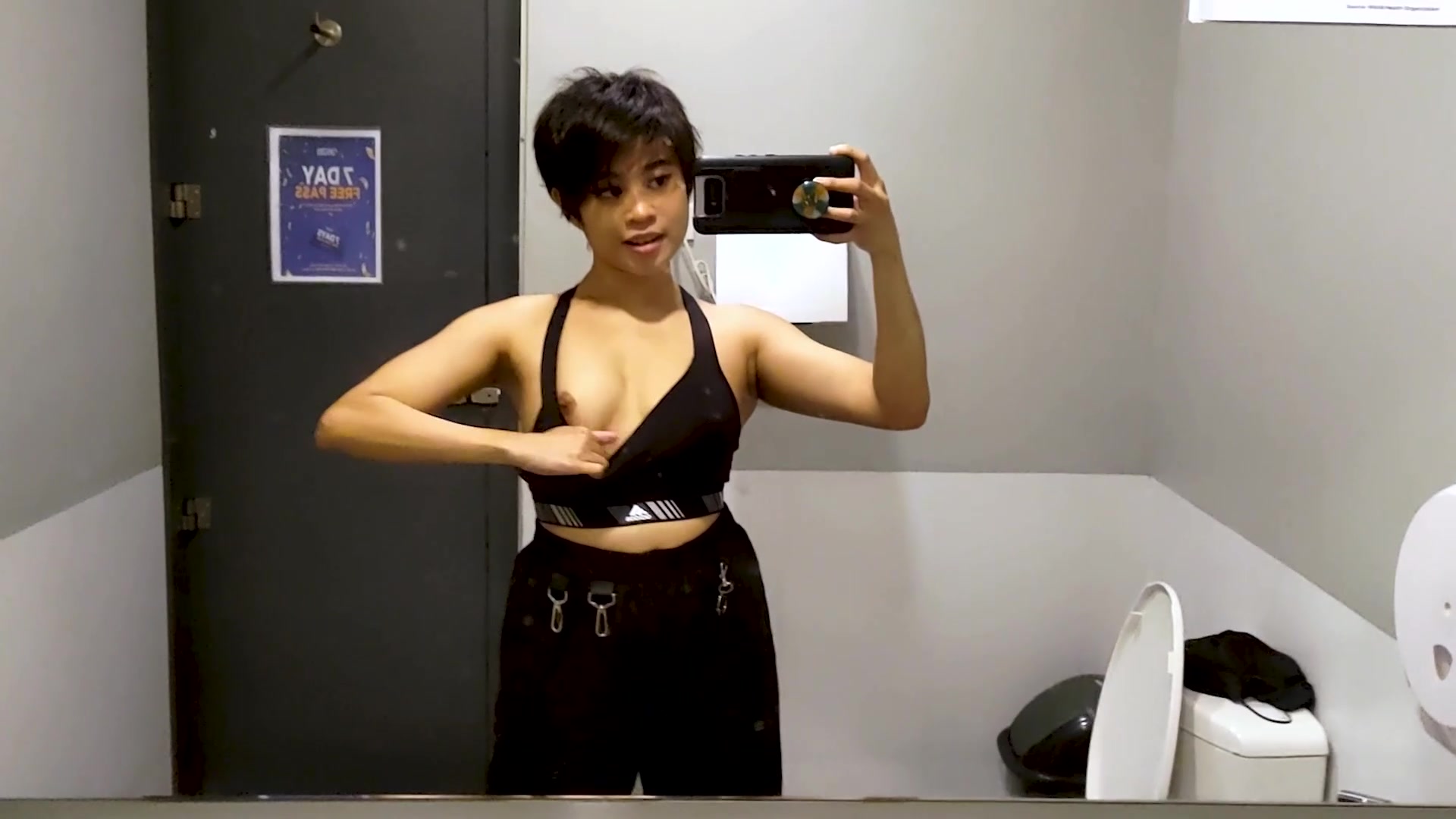 Meanwhile, in a public bathroom.