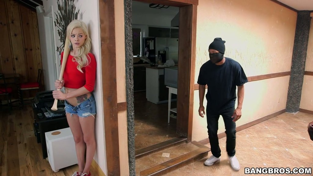 Elsa Jean fucks a black robber who turns out to be her dads e