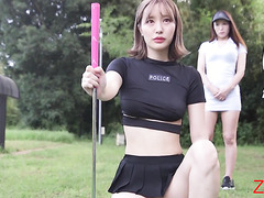 The most unusual golf game with an Asian girl