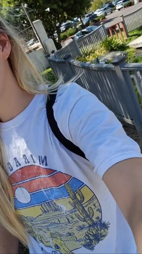 Dared to show my small boobs off in the park.